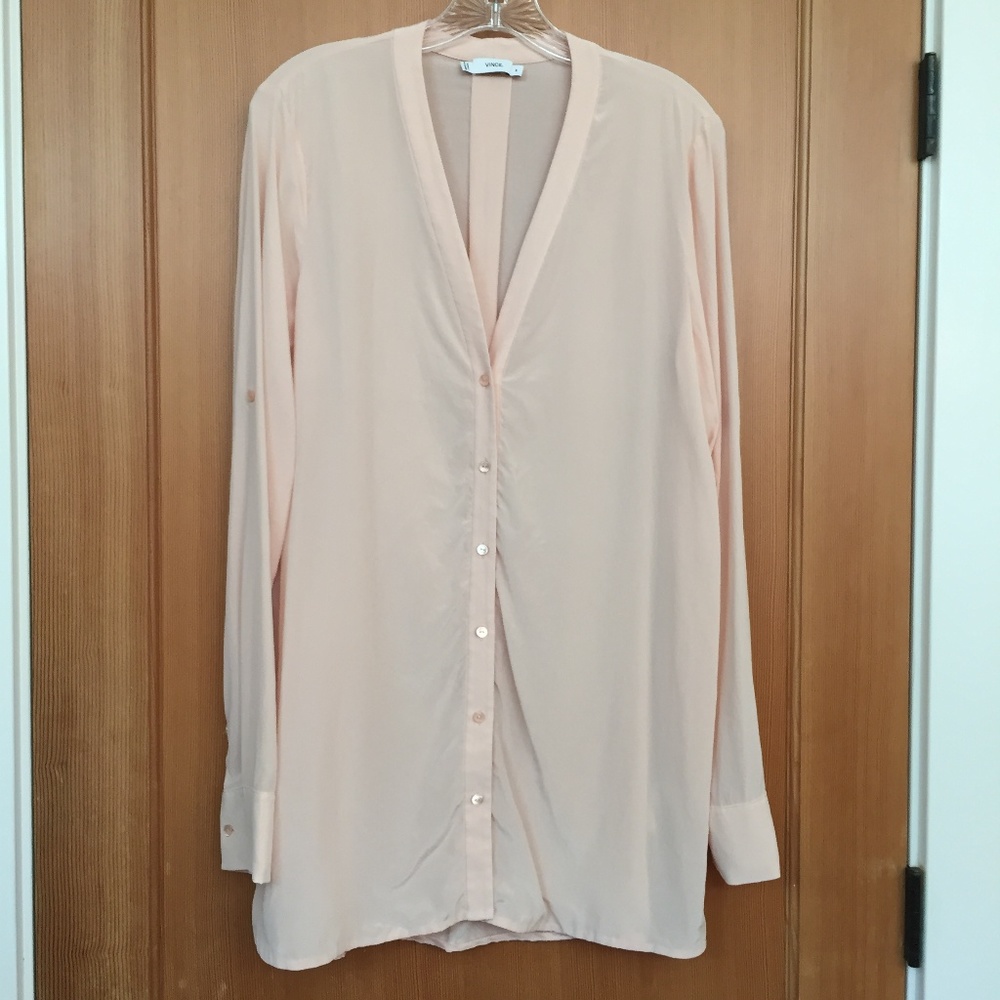 Vince petal pink silk tunic blouse, sz M